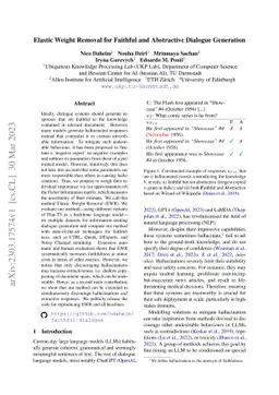 Elastic Weight Removal for Faithful and Abstractive Dialogue Generation