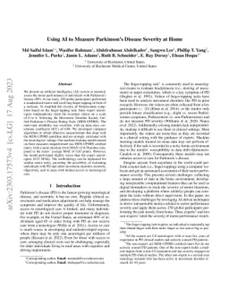 Using AI to Measure Parkinson's Disease Severity at Home