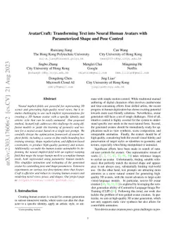 AvatarCraft: Transforming Text into Neural Human Avatars with
  Parameterized Shape and Pose Control