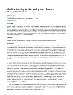 Machine learning for discovering laws of nature