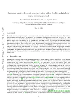 Ensemble weather forecast post-processing with a flexible probabilistic
  neural network approach
