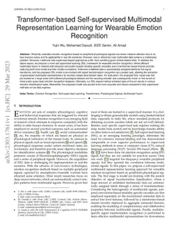 Transformer-based Self-supervised Multimodal Representation Learning for
  Wearable Emotion Recognition