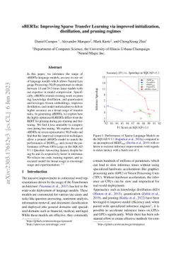 oBERTa: Improving Sparse Transfer Learning via improved initialization,
  distillation, and pruning regimes