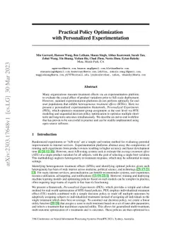 Practical Policy Optimization with Personalized Experimentation