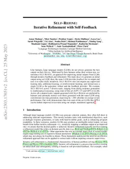 Self-Refine: Iterative Refinement with Self-Feedback