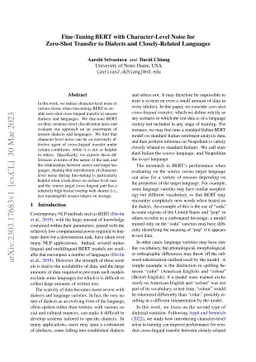 Fine-Tuning BERT with Character-Level Noise for Zero-Shot Transfer to
  Dialects and Closely-Related Languages