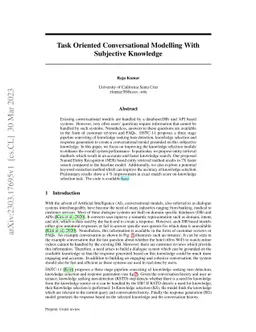Task Oriented Conversational Modelling With Subjective Knowledge