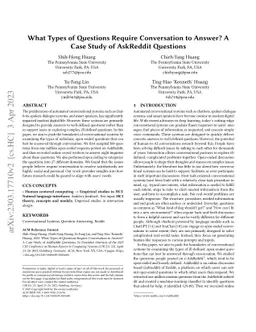 What Types of Questions Require Conversation to Answer? A Case Study of
  AskReddit Questions