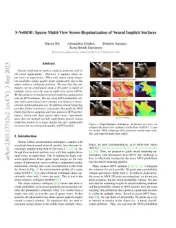 S-VolSDF: Sparse Multi-View Stereo Regularization of Neural Implicit
  Surfaces