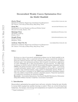 Decentralized Weakly Convex Optimization Over the Stiefel Manifold
