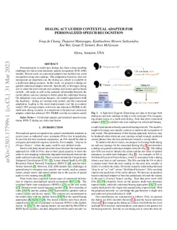 Dialog act guided contextual adapter for personalized speech recognition