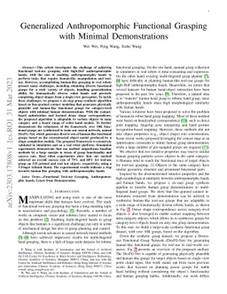 Generalized Anthropomorphic Functional Grasping with Minimal
  Demonstrations