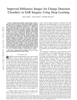 Improved Difference Images for Change Detection Classifiers in SAR
  Imagery Using Deep Learning