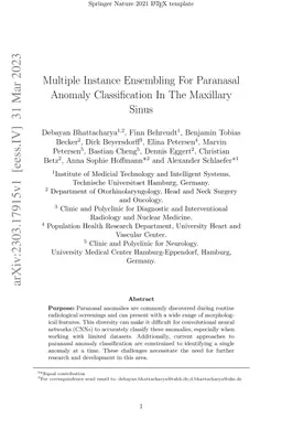 Multiple Instance Ensembling For Paranasal Anomaly Classification In The
  Maxillary Sinus