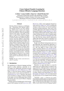 Cross-Cultural Transfer Learning for Chinese Offensive Language
  Detection