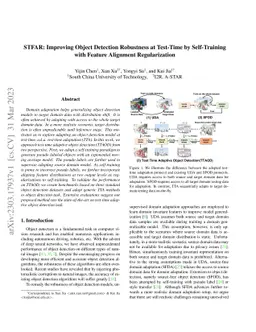 STFAR: Improving Object Detection Robustness at Test-Time by
  Self-Training with Feature Alignment Regularization