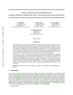Social Honeypot for Humans: Luring People through Self-managed Instagram
  Pages