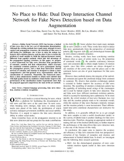 No Place to Hide: Dual Deep Interaction Channel Network for Fake News
  Detection based on Data Augmentation