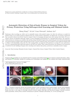 Automatic Detection of Out-of-body Frames in Surgical Videos for Privacy
  Protection Using Self-supervised Learning and Minimal Labels