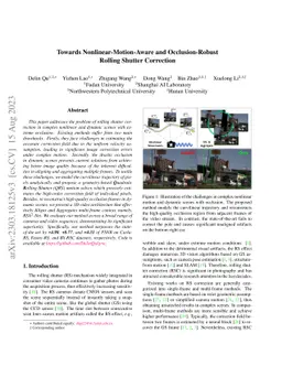 Towards Nonlinear-Motion-Aware and Occlusion-Robust Rolling Shutter
  Correction