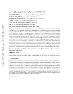 Assessing Language Model Deployment with Risk Cards