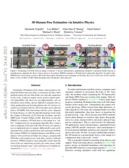 3D Human Pose Estimation via Intuitive Physics