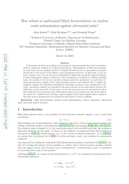 How robust is randomized blind deconvolution via nuclear norm
  minimization against adversarial noise?