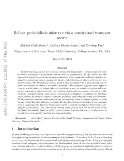 Robust probabilistic inference via a constrained transport metric