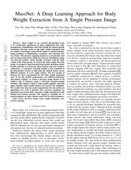 MassNet: A Deep Learning Approach for Body Weight Extraction from A
  Single Pressure Image