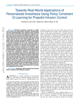 Towards Real-World Applications of Personalized Anesthesia Using Policy
  Constraint Q Learning for Propofol Infusion Control