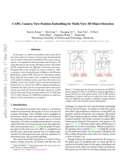 CAPE: Camera View Position Embedding for Multi-View 3D Object Detection