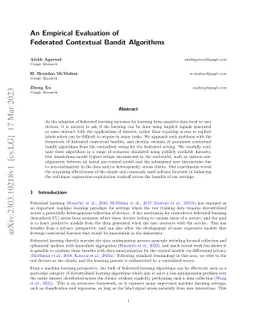 An Empirical Evaluation of Federated Contextual Bandit Algorithms