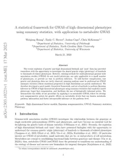 A statistical framework for GWAS of high dimensional phenotypes using
  summary statistics, with application to metabolite GWAS