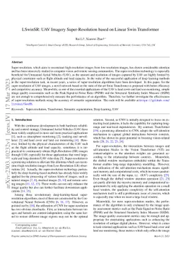 LSwinSR: UAV Imagery Super-Resolution based on Linear Swin Transformer