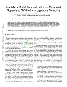 Multi-Task Model Personalization for Federated Supervised SVM in
  Heterogeneous Networks