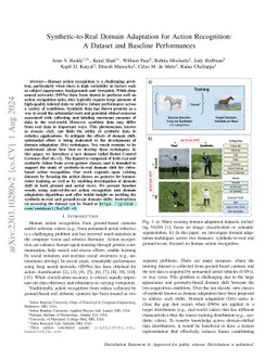 Synthetic-to-Real Domain Adaptation for Action Recognition: A Dataset
  and Baseline Performances