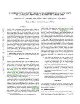 Weight-sharing Supernet for Searching Specialized Acoustic Event
  Classification Networks Across Device Constraints