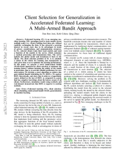 Client Selection for Generalization in Accelerated Federated Learning: A
  Multi-Armed Bandit Approach