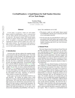 Stall Number Detection of Cow Teats Key Frames