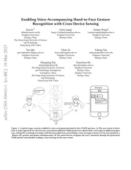 Enabling Voice-Accompanying Hand-to-Face Gesture Recognition with
  Cross-Device Sensing