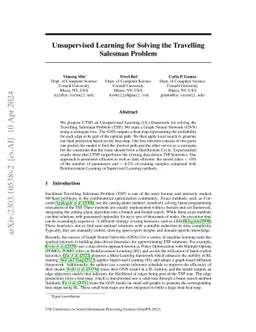 Unsupervised Learning for Solving the Travelling Salesman Problem