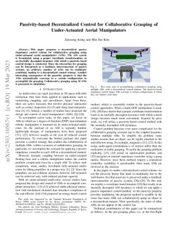 Passivity-based Decentralized Control for Collaborative Grasping of
  Under-Actuated Aerial Manipulators
