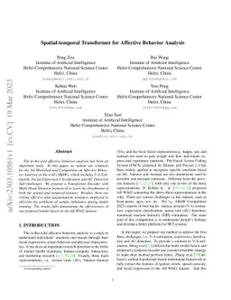 Spatial-temporal Transformer for Affective Behavior Analysis