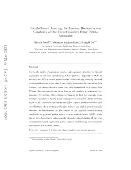 PseudoBound: Limiting the anomaly reconstruction capability of one-class
  classifiers using pseudo anomalies
