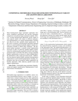 Conditional Deformable Image Registration with Spatially-Variant and
  Adaptive Regularization