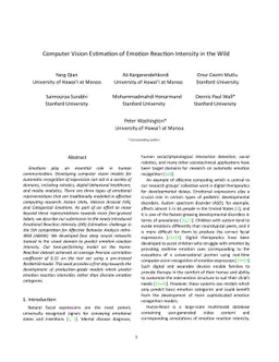 Computer Vision Estimation of Emotion Reaction Intensity in the Wild