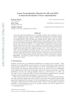 Lower Generalization Bounds for GD and SGD in Smooth Stochastic Convex
  Optimization