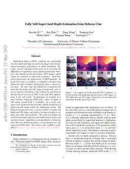 Fully Self-Supervised Depth Estimation from Defocus Clue