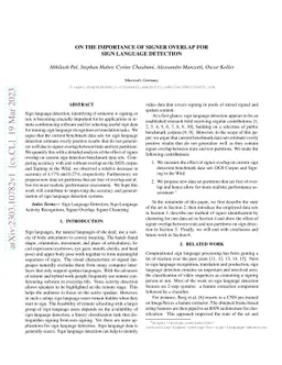 On the Importance of Signer Overlap for Sign Language Detection