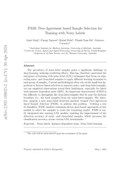 PASS: Peer-Agreement based Sample Selection for training with Noisy
  Labels